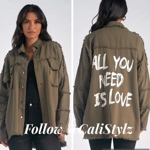 ❣️NWT! Elan All You Need Is Love Green Jacket